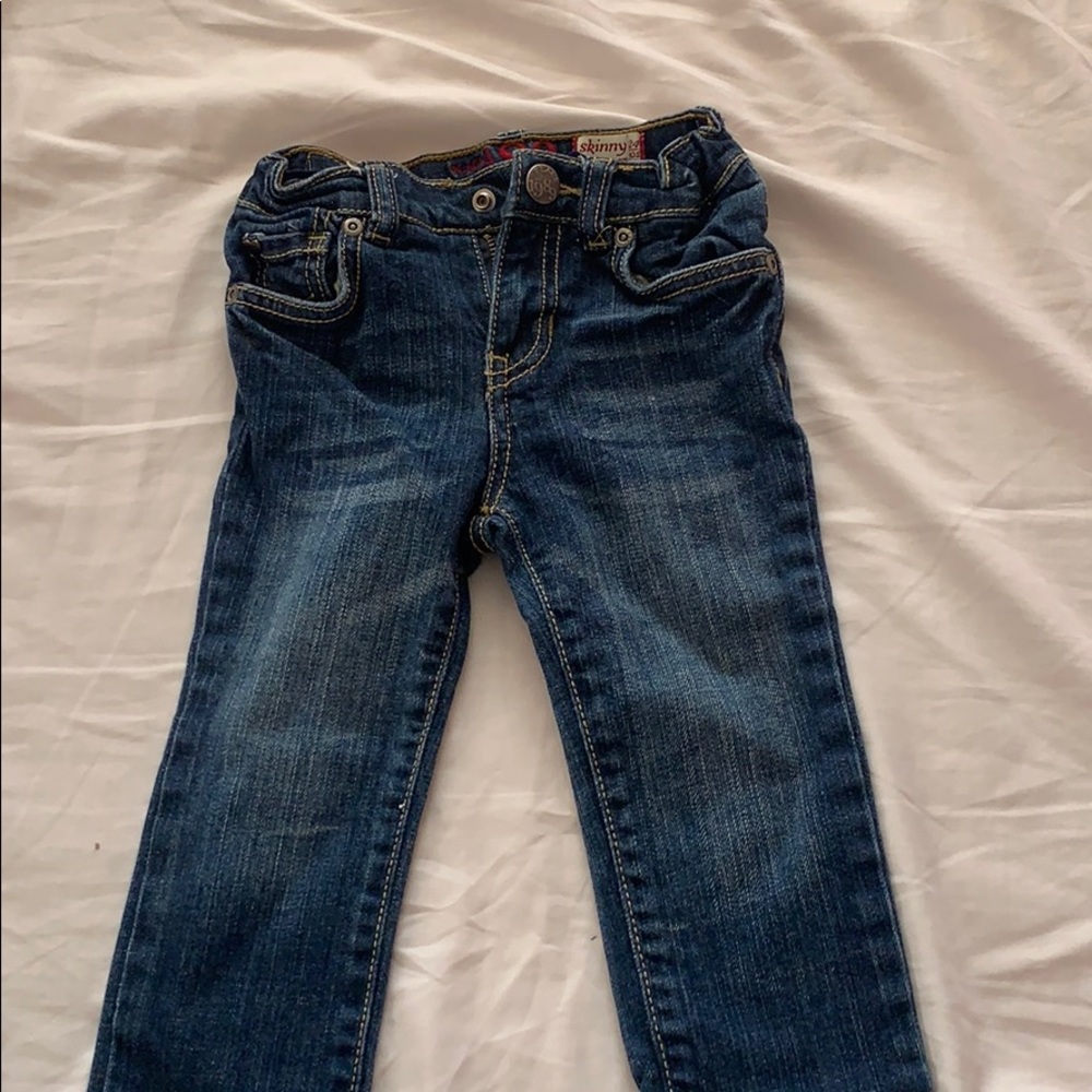 Blue denim skinny jeans
